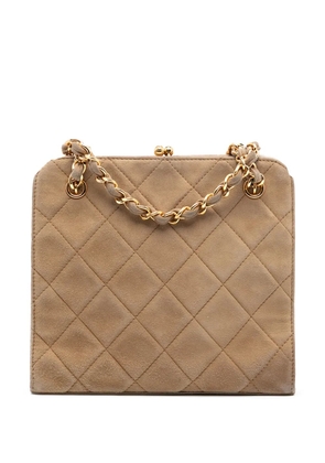 CHANEL Pre-Owned 1996-1997 CC Quilted Suede Kiss Lock handbag - Brown