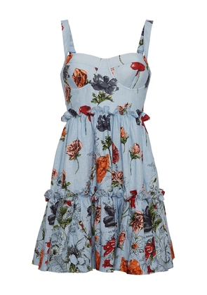 Cara Cara Audrey floral-print tiered mini dress - Blue