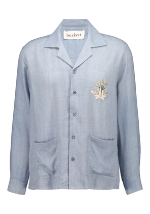 Baziszt Chitin front-pocket floral-embroidered shirt - Blue