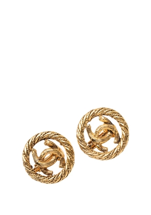 CHANEL Pre-Owned 20th Century CC Gold Plated Round Clip on Earrings costume earrings