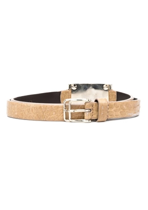 Gianfranco Ferré Pre-Owned 2000s logo-plaque crocodile-embossed belt - Neutrals