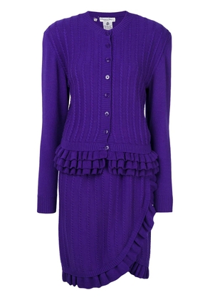 Christian Dior Pre-Owned 1990s ruffle-trim knitted skirt suit - Purple