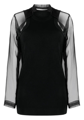 sacai layered cut-out top - Black