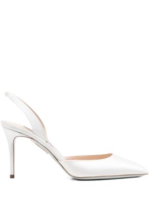 Aquazzura 85mm So Nude slingback pointed-toe pumps - White