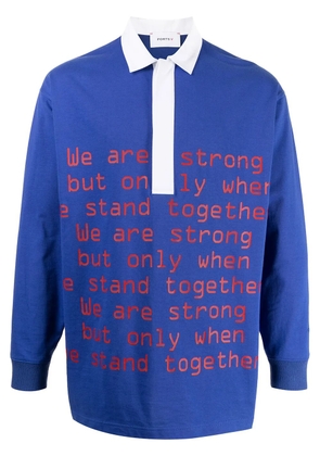 Ports V slogan-print polo shirt - Blue