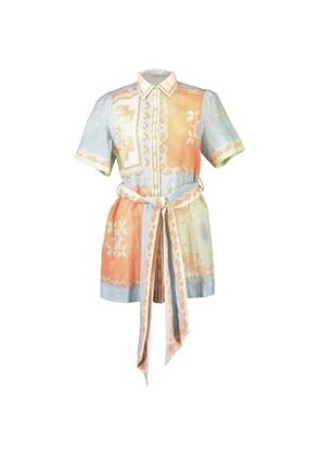 KATE FORD floral print belted shirt dress - Blue