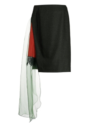 Kolor draped-panel wool pencil skirt - Green