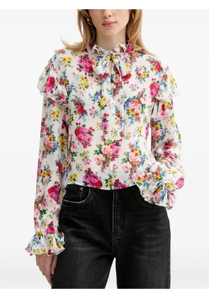 MSGM floral-print ruffled blouse - White