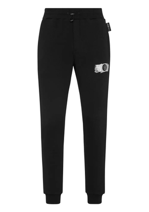 Plein Sport logo-plaque jersey track pants - Black