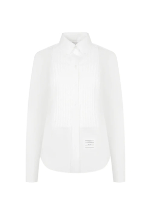 Thom Browne pleated-bib buttoned shirt - White