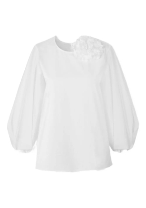 Carolina Herrera puff-sleeve top with rosette - White