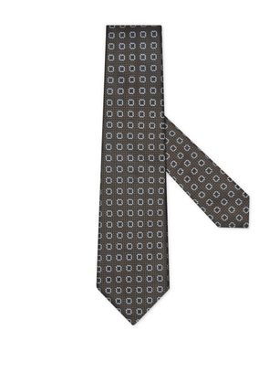 Zegna geometric-pattern silk tie - Brown