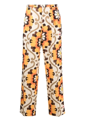 Walter Van Beirendonck Pre-Owned Dream flower-print trousers - Neutrals