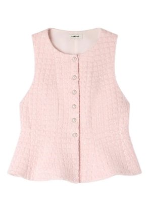 SANDRO tweed-fabric sequin-embellishment waistcoat - Pink