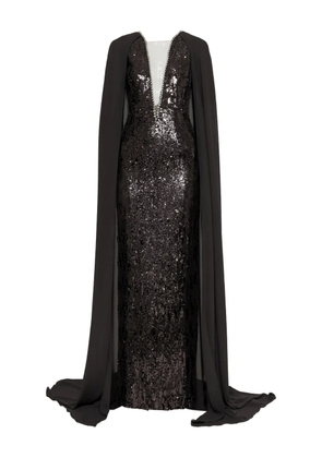 NISSA sequined cape maxi dress - Black