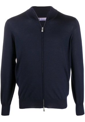Brunello Cucinelli high-neck zip-through sweater - Blue