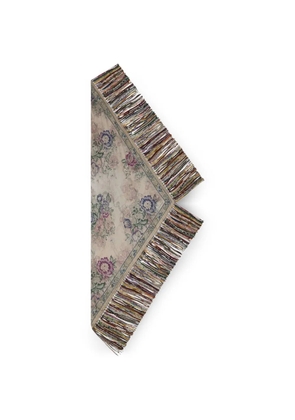 Pierre-Louis Mascia Aloeuw floral fringed silk scarf - Neutrals