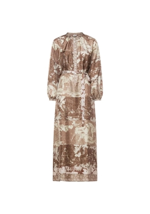 Pierre-Louis Mascia Aloe gathered-detail midi shirt dress - Brown