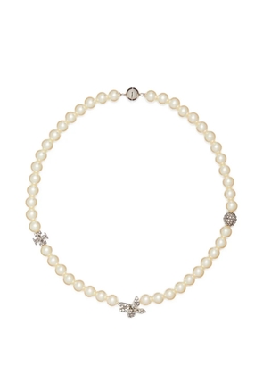 Tory Burch Moondance pave flower pearl necklace - Silver