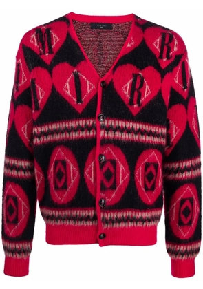 AMIRI logo heart intarsia-knit cardigan - Red