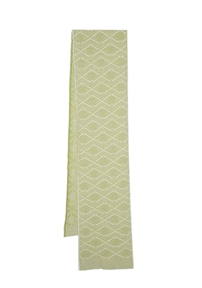 Barrie monogram cashmere- lambs wool blend scarf - Green