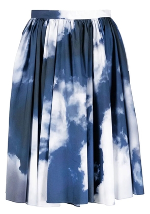 Alexander McQueen cloud photographic-print pleated skirt - Blue
