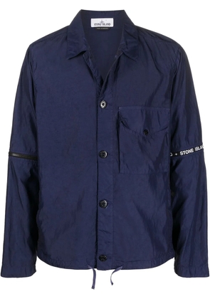 Stone Island detachable-sleeves logo-print shirt jacket - Blue