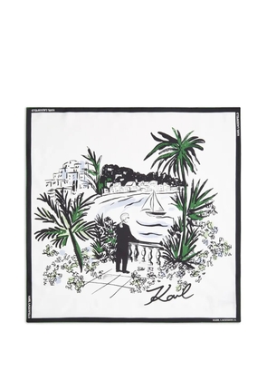 Karl Lagerfeld Signature printed silk scarf - White