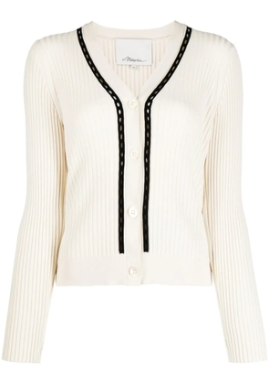 3.1 Phillip Lim contrasting ribbed-knit cardigan - White