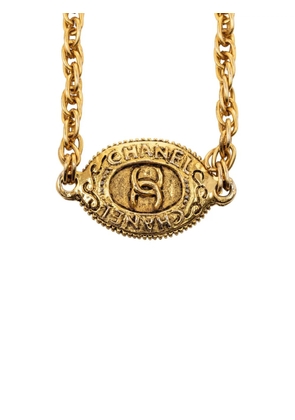 CHANEL Pre-Owned 20th Century Gold Plated CC Medallion Long Chain Necklace costume necklace