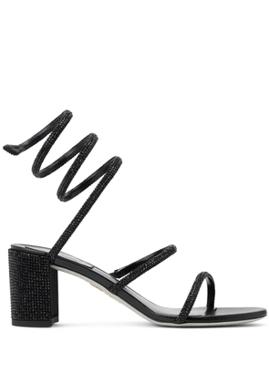 René Caovilla rhinestone-embellished satin sandals - Black