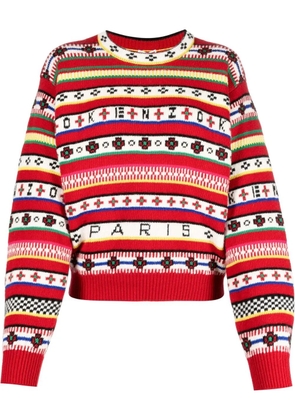 Kenzo intarsia-knit logo jumper - Red