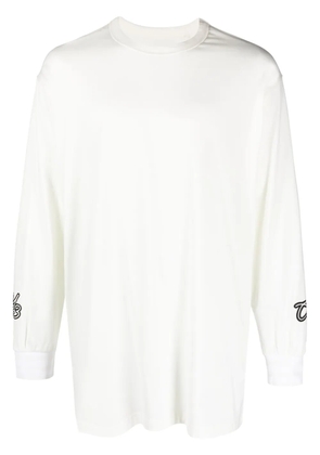 Y-3 GFX L/S logo-flocked T-shirt - White