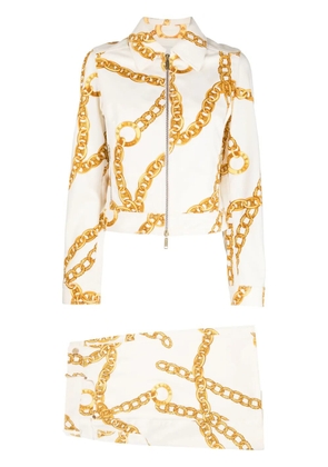 Celine Pre-Owned 1990-2000s chain-link print skirt suit - White