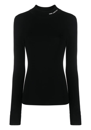 Karl Lagerfeld logo-embroidered roll-neck jumper - Black