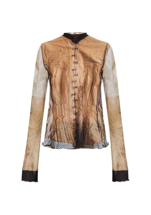 KNWLS mockneck buttoned top - Brown