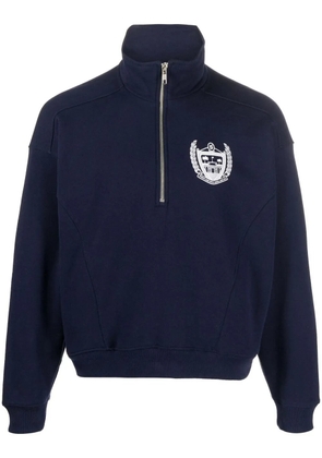 Sporty & Rich logo-print zip-up sweatshirt - Blue