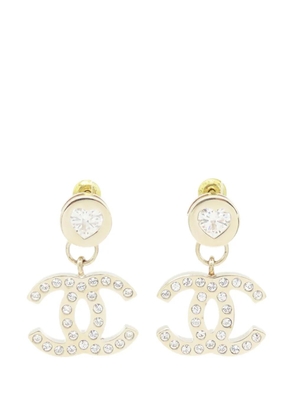 CHANEL Pre-Owned 2024 CC Gold Plated Rhinestone Heart Push Back Earrings costume earrings