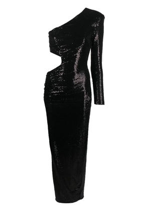 NISSA metallic-finish one-shoulder dress - Black