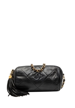 CHANEL Pre-Owned 1986-1988 Quilted Lambskin Tassel Barrel crossbody bag - Black