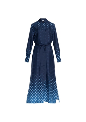 Casablanca belted patterned shirt dress - Blue