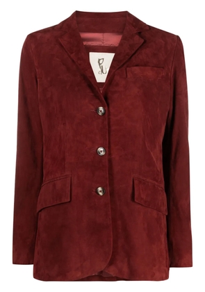 PAULA single-breasted suede blazer - Red