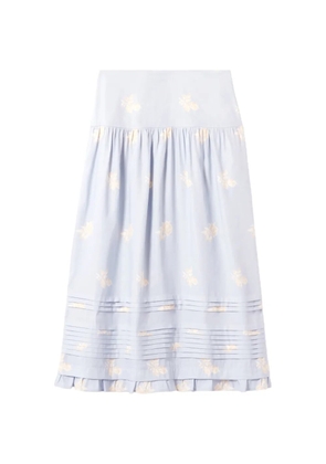 Claudie Pierlot floral-print pleated A-line midi skirt - Blue