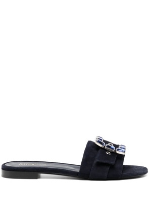 Madison.Maison Madison Maison Fade Jeweled Buckle Khaki Sandal - Blue