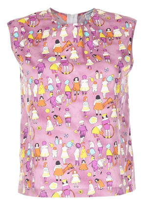 CHANEL Pre-Owned 2001 graphic-print sleeveless top - Purple