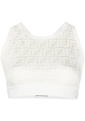FENDI monogram-pattern cropped top - White