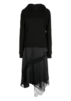 Goen.J lace-trim hooded midi dress - Black
