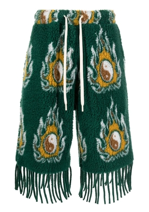 JORDANLUCA Cosmo patterned-jacquard drawstring shorts - Green