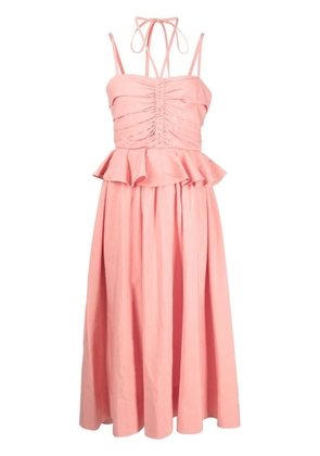 Ulla Johnson halterneck ruffled midi dress - Pink