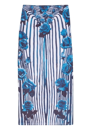 Jean Paul Gaultier floral-print pencil skirt - White